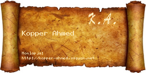Kopper Ahmed névjegykártya